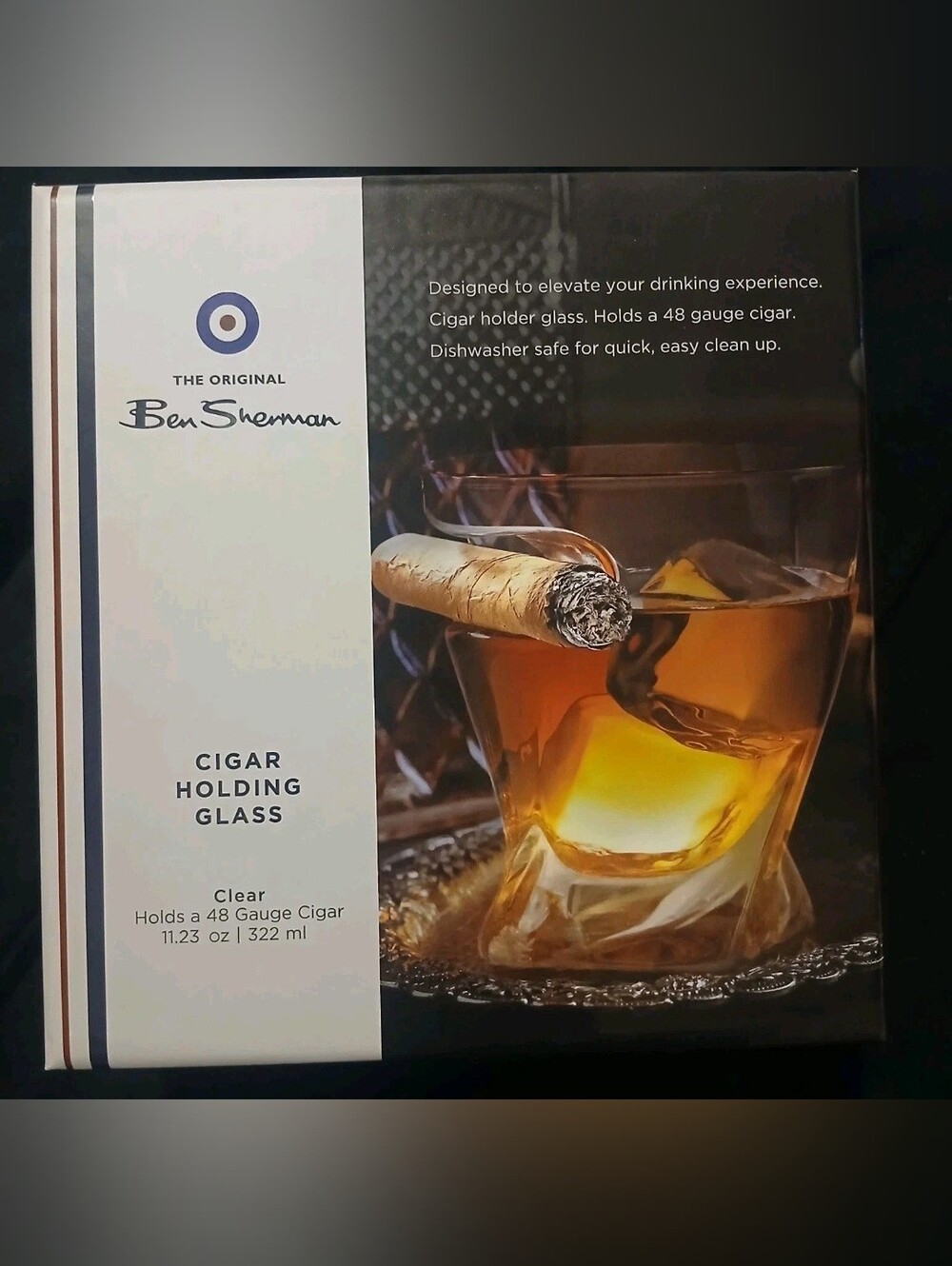 Ben Sherman Smoking Cigar Holder Whisky Rocks Glass